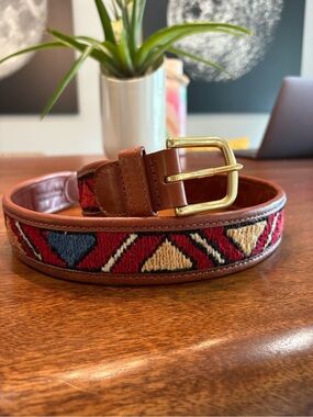 Artemis Design Co. Vintage Turkish Carpet Leather Belt Size 36. Handmade $178.